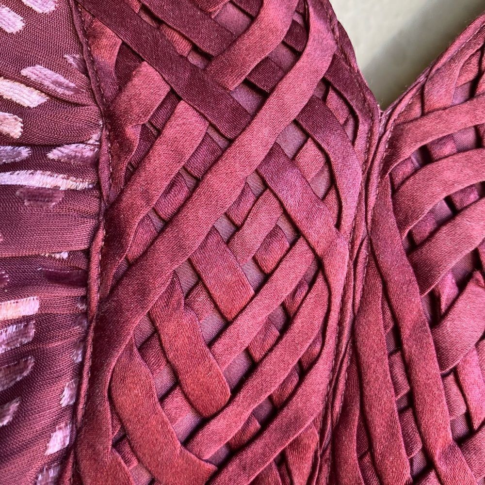 NWOT Beth Bowley for Anthropologie Velvet Burnout Print Silk Tank Dress Size: 6 - Picture 5 of 8